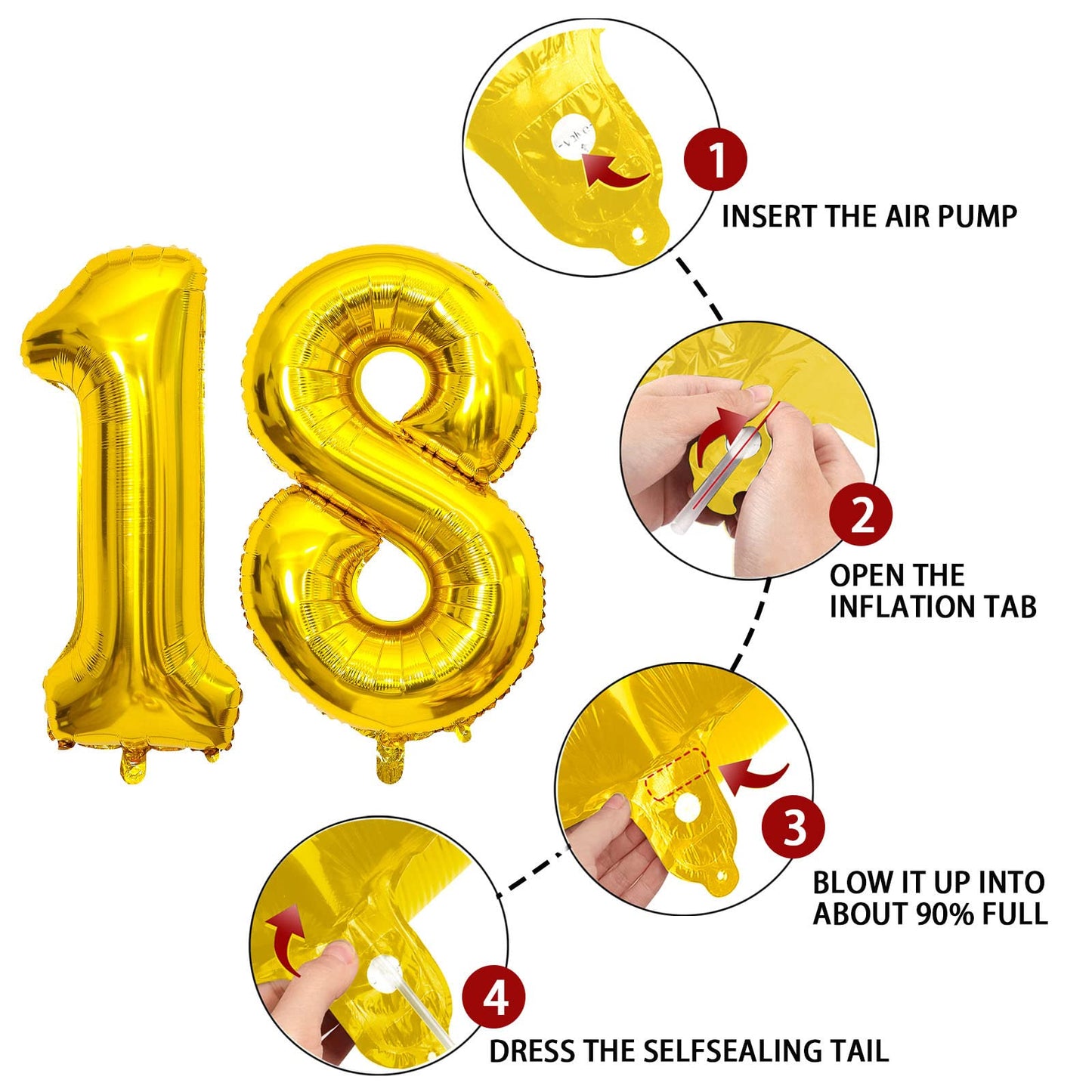 18 Number Balloon Gold 40 Inch Big Foil Mylar 18Th Balloons For 18 Year Old Boy Girl Birthday Party Decorations Wedding Annivers