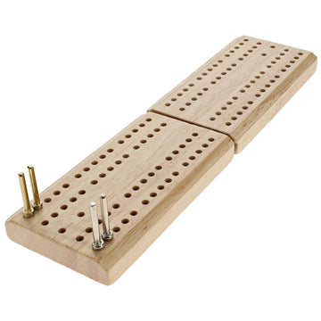 WE Games Wooden Folding Travel Cribbage Board, Small Beige with Metal Pegs, Model WDX300102