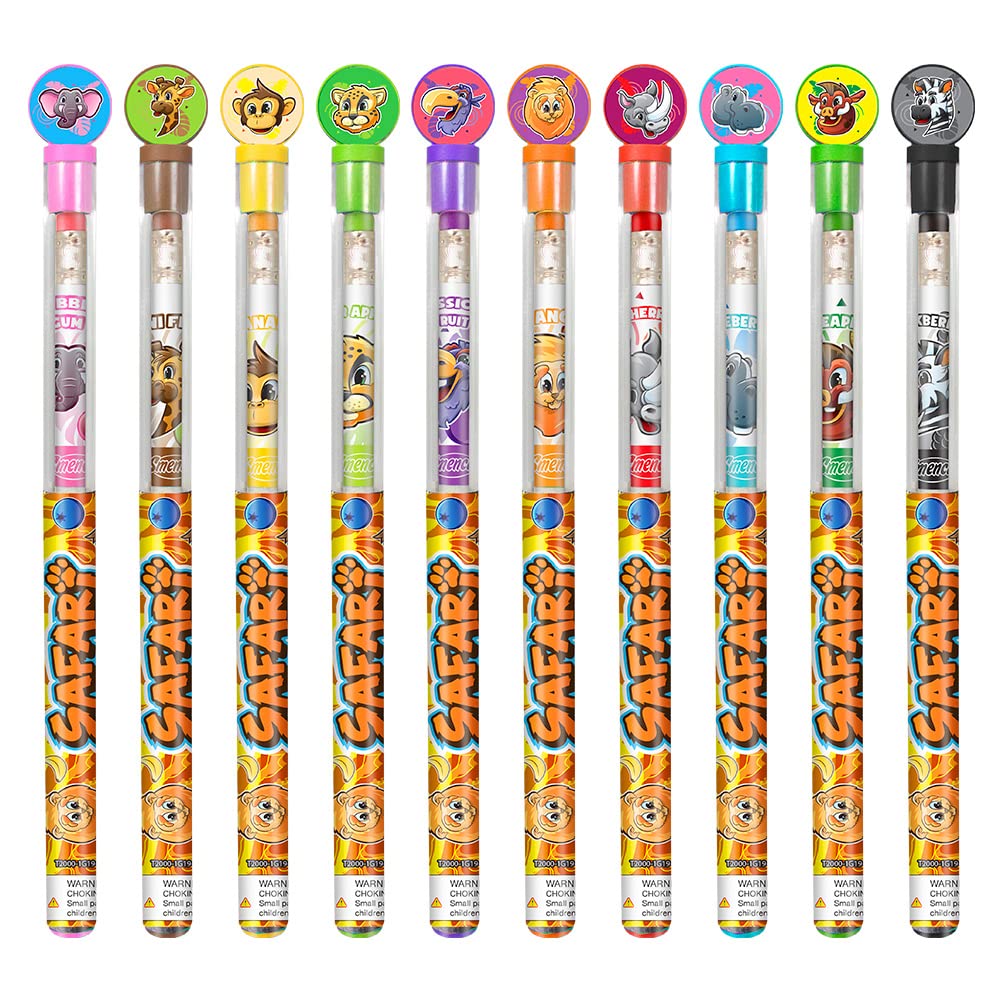 Safari Smencils Cylinder - Hb #2 Scented Pencils, 50 Count, Gifts For Kids, Classroom Rewards, Party Favors, Stuffers
