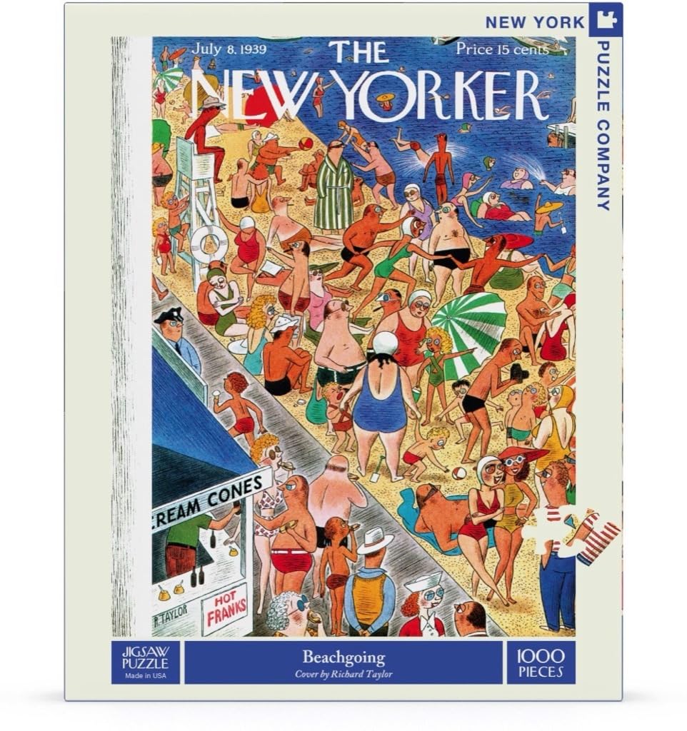 New York Puzzle Company - New Yorker Beachgoing - 1000 Piece Jigsaw Puzzle