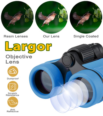 S Syxspecial Binoculars for Kids, Toys for 3-12 Years Boys and Girls High-Resolution Optics Shockproof Mini Compact Toy Binocula