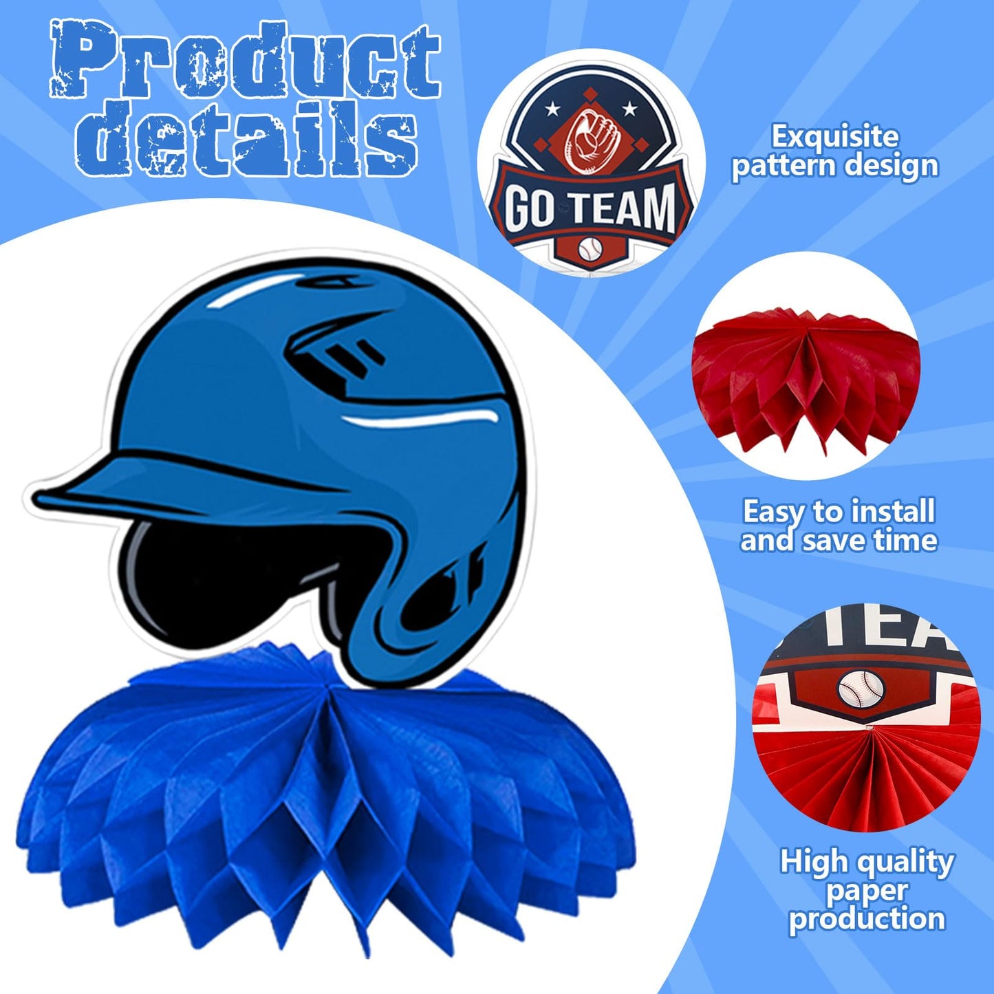 DTOFOOT Baseball Party Decorations, 10Pcs Baseball Themed Honeycomb Centerpiece Baseball Decorations for Tables Baseball Birthda