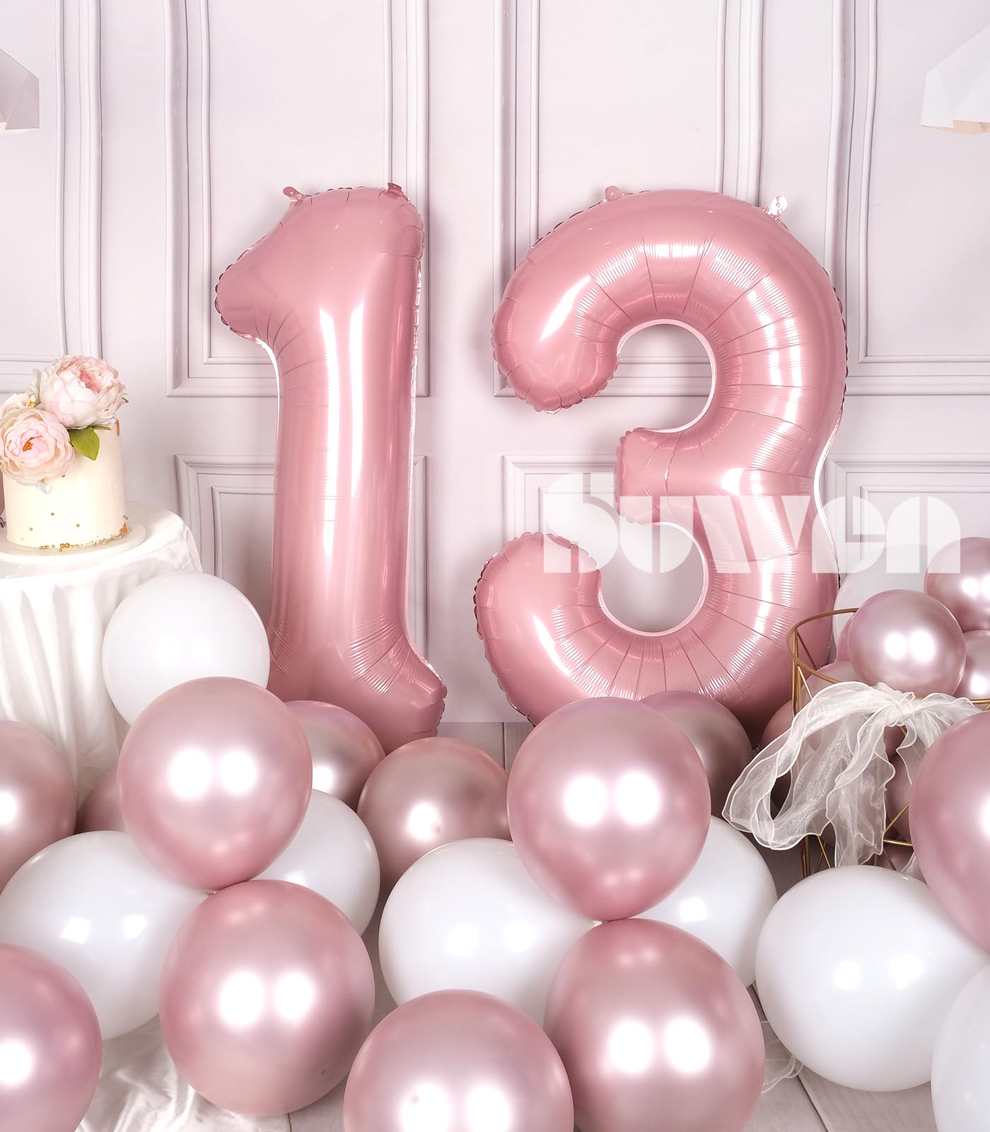 SUWEN 40 Inch Pink Foil Number Balloons 0-9 Jumbo Mylar Birthday Party Decorations for Girls and Women