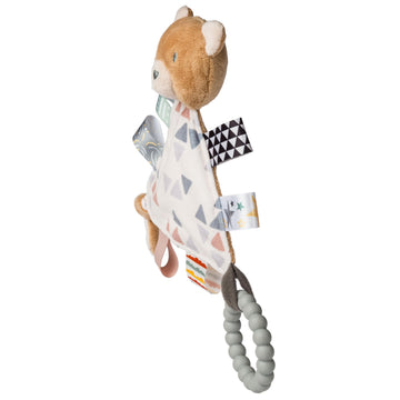 Mary Meyer Taggies Teething Toy - Portable Triangle Rattle, 6-Inch Silicone, Teddy Color, Sensory Tags