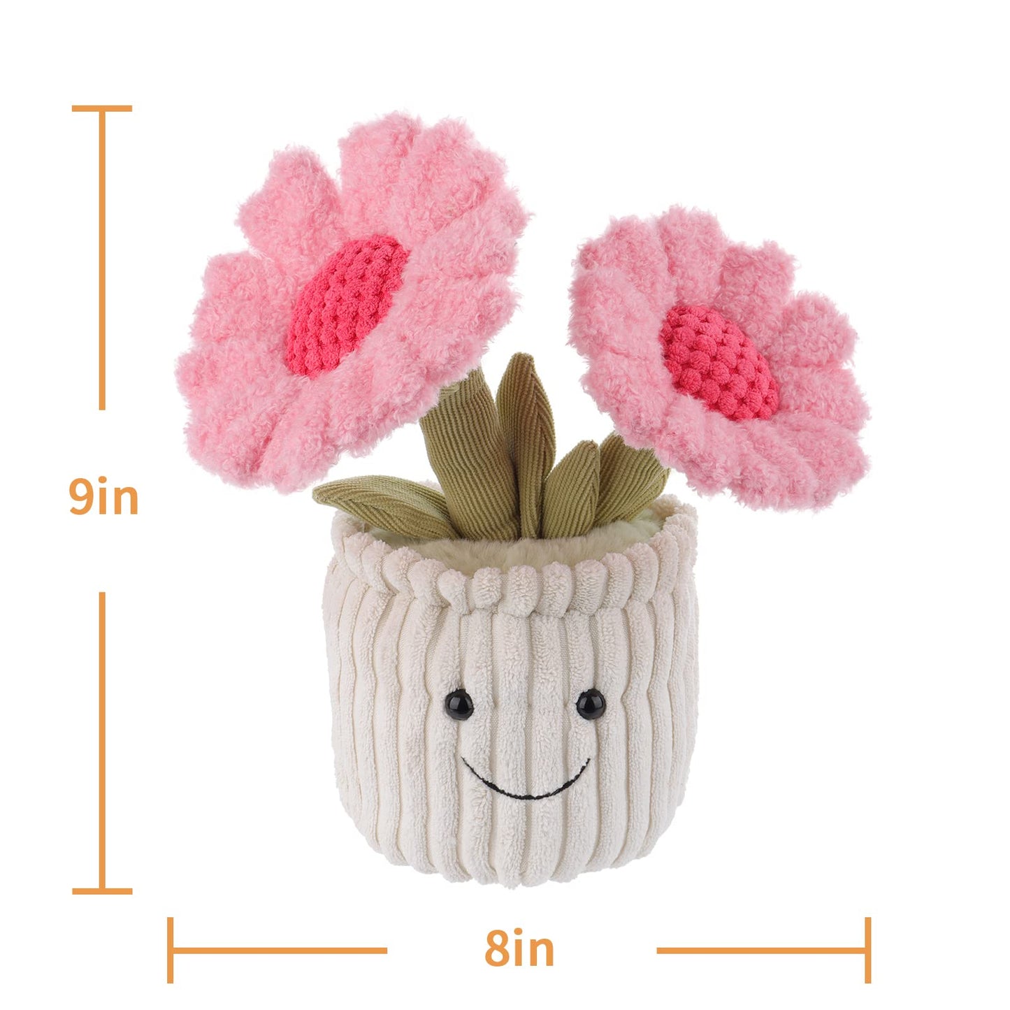 Apricot Lamb Plush Toy - Kawaii Pink Flower Pot, Soft Polyester Stuffed Animal, 9" for Kids