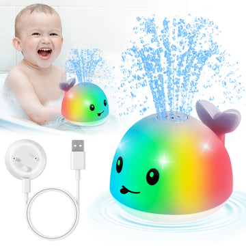 ?2025 Upgraded?Gigilli Baby Whale Bath Toy - Easy Charging Bath Toys For Kids Ages 1-3 Light Up Bath Fountain Toy 6-12-18 Months Toddlers Bathtub Toy Sprinkler Baby Easter Gifts Easter Basket Stuffers