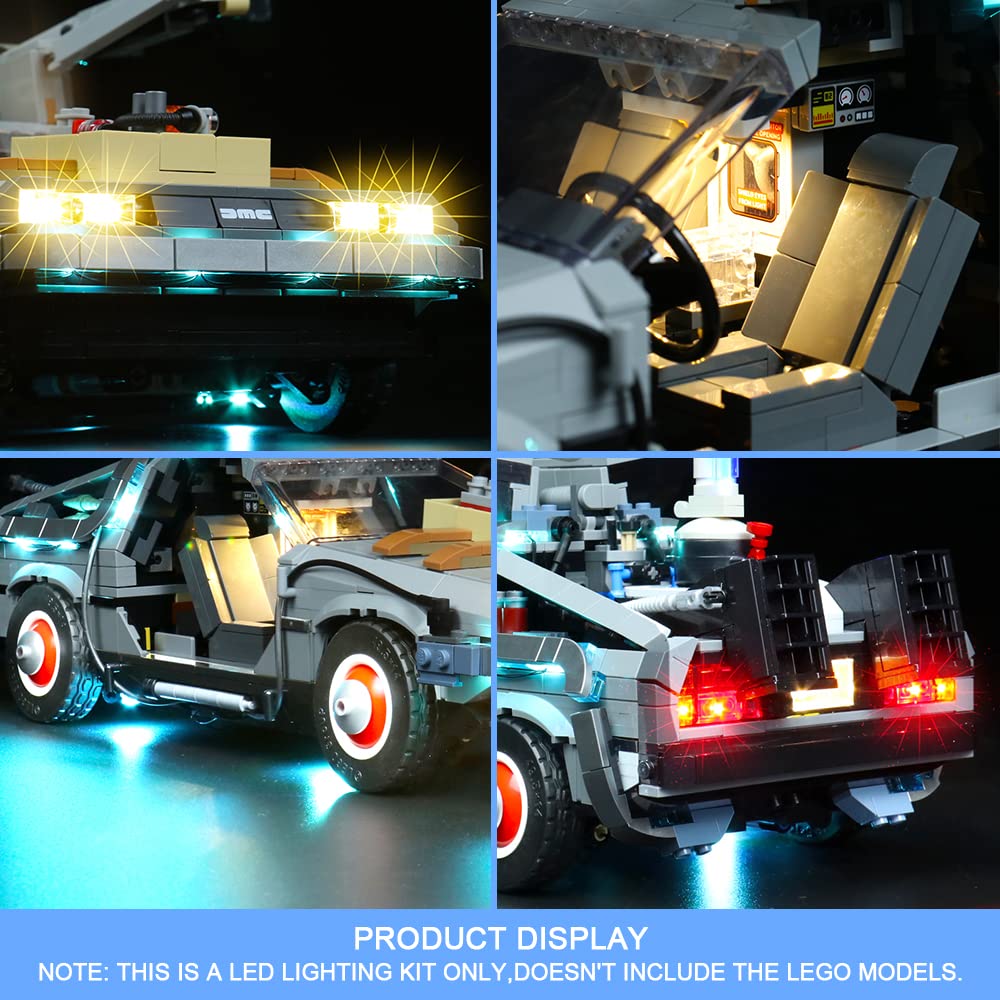Vonado Led Light Kit Compatible With Lego Back To The Future Time Machine 10300 (No Model),Lighting Kit Compatible With Lego Back To The Future Car Building Toys (Remote-Control Version)