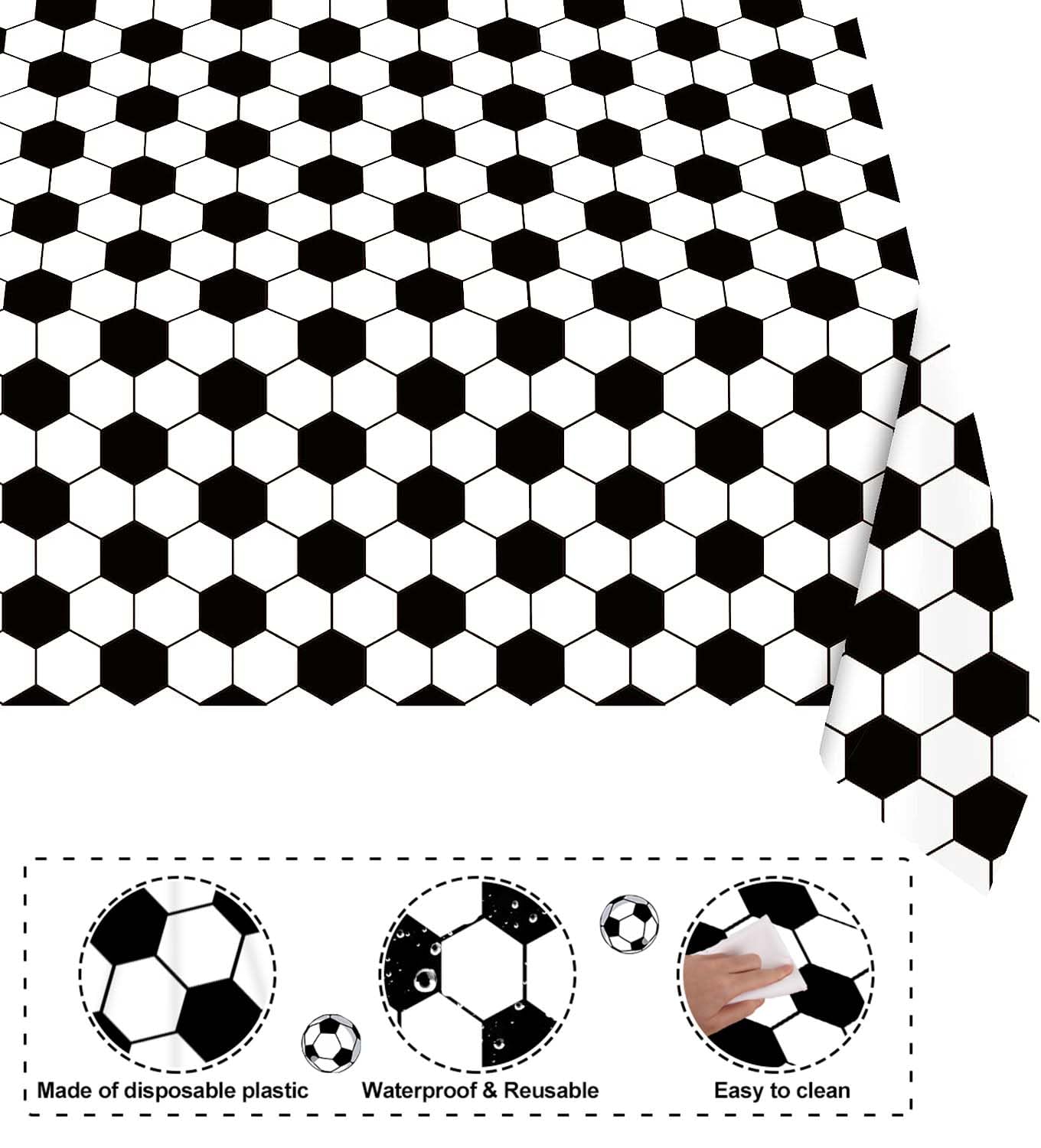Smilelife 4 Pack Soccer Tablecloth Disposable Sports Ball Party Table Covers for Soccer Birthday Decorations Party Supplies 54 x
