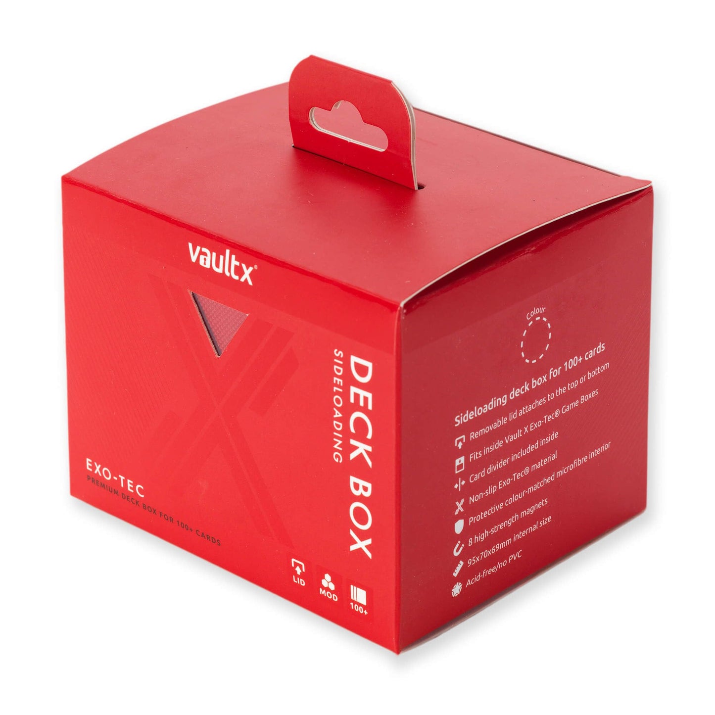 Vault X Trading Card Sideloading Deck Box  100+ sleeved cards  enhanced Exo-Tec Material  Card Holder Storage Box  Detachable Magnetic Lid  for MTG Commander Game  TCG (Red)