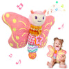 Baby Toys 0-6 Months,Infant Musical Sensory Stuffed Animal With Squeaker,Rattle,Crinkle Wings,Teether & Hanging Ring,Tummy Time