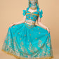 Ellydoor Princess Jasmine Costume For Girls Aladdin Dress Up Halloween Cosplay Party Belly Dance Outfit Blue, Tag 120