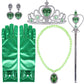 Orgrimmar Princess Dress Up Accessories For Belle Gloves Princess Tiara Crown Wand Necklaces For Kids (Green)
