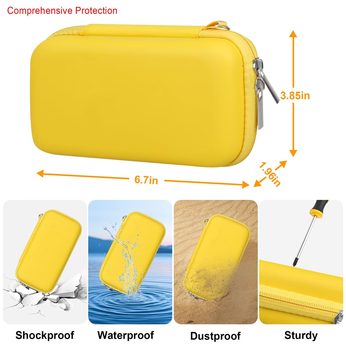 Elonbo Carrying Case for TEBIYOU/ Great Boy/ Beico Handheld Game Console Retro Video Games  Portable Gaming Player Travel Storage Cover  Mini Arcade Electronic Toy Holder Bag  Yellow
