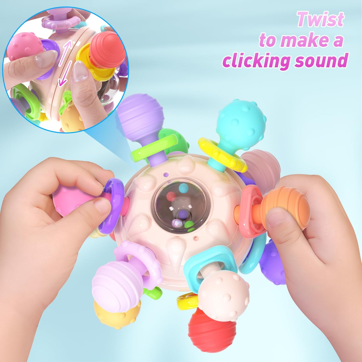 Baby Teething Toys For Babies 0-6 6-12 Months, Montessori Sensory Toys For 0 3 6 9 12 Months 1 One Year Old, Baby Essentials Rattles Newborn Infant Toys, Learning Educational Girls Boys Gifts