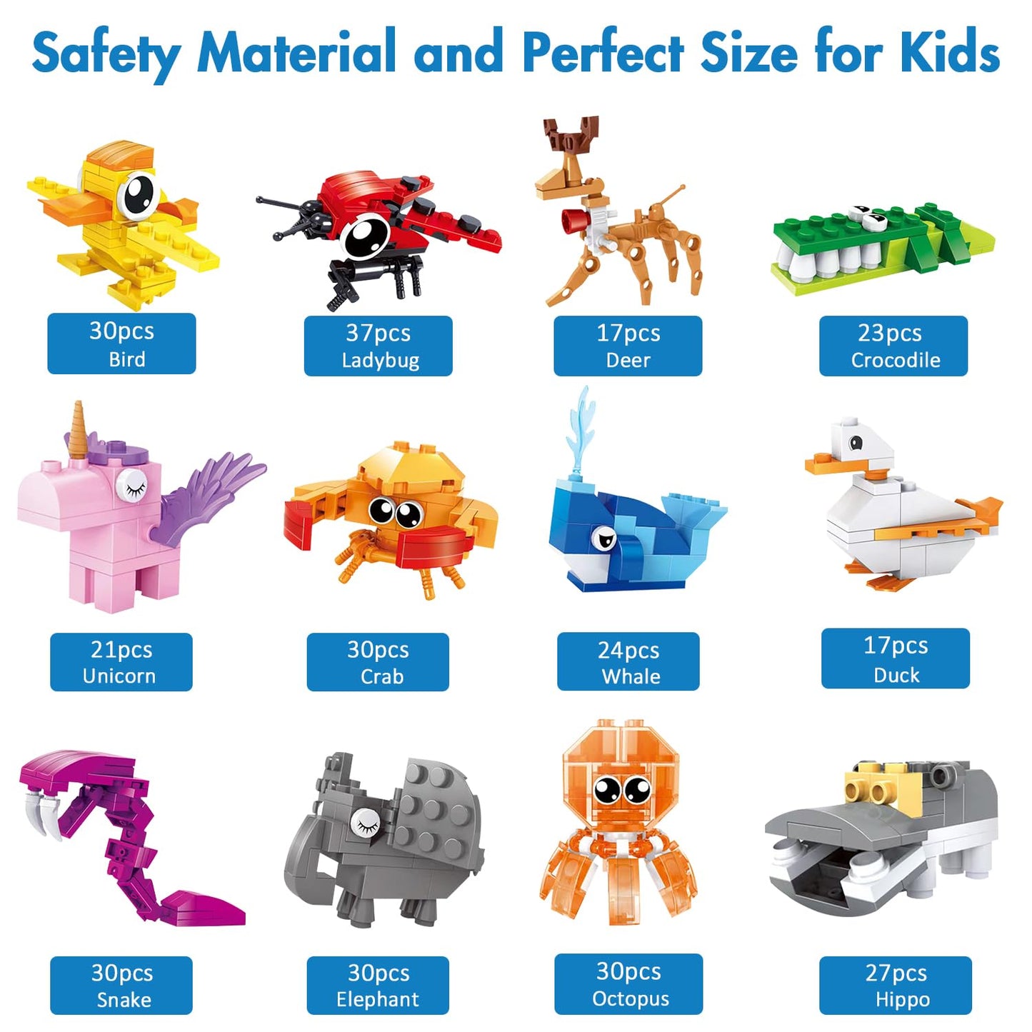 Jellydog Toy Party Favors For Kids,12Pcs Mini Building Blocks Animal, Building Sets Stem Toys, Assorted Building Blocks Sets For Birthday Party Gift,Goodie Bags, Prize,Cake Topper