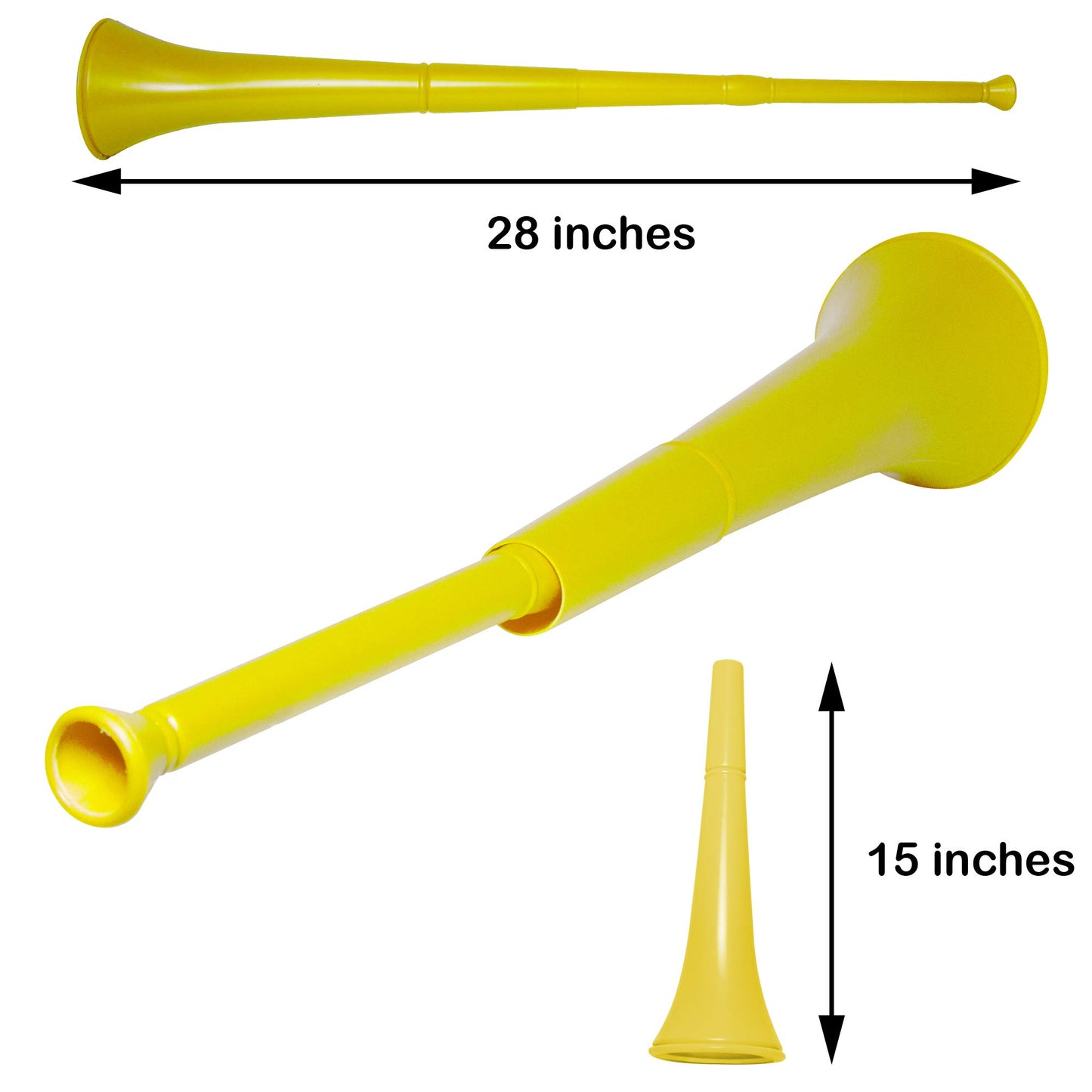 Windy City Novelties Collapsible Stadium Horn - 28" Yellow - Durable Plastic Fan Accessory
