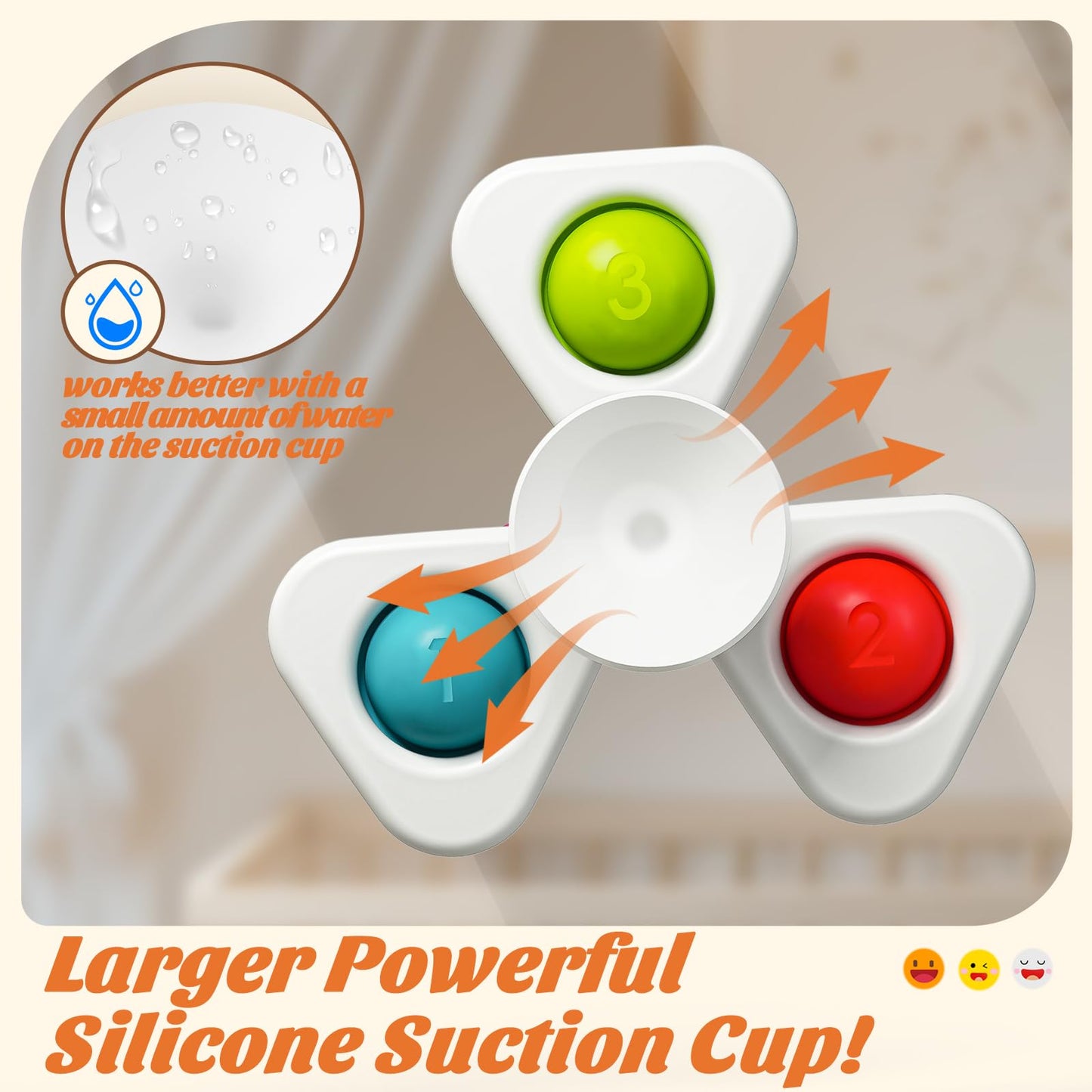 Springflower Suction Cup Spinner Toys, Baby Bath Toys For 12 18 Months Boy&Girl, Sensory Toys Bath Toys Travel Table Toy For Toddlers, Birthday Baby Gifts For 1 2 3 Year Old Toddler