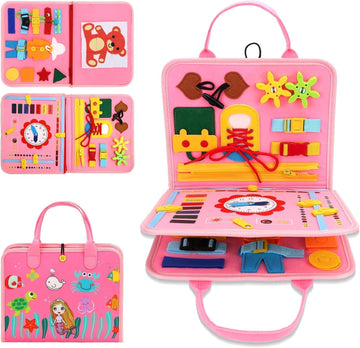 Novanest Montessori Busy Book For Toddlers, Educational Travel Toy To Develop Fine Motor Skills, Sensory Busy Book For 1-6 Year 