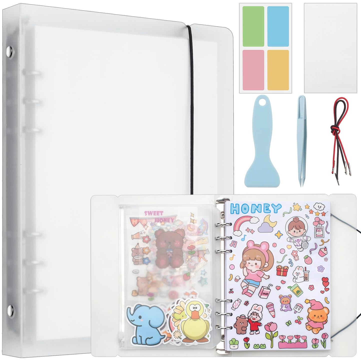 Sunezlgo Reusable Sticker Album With 100 Sheets, Collecting Book With Pockets, A5