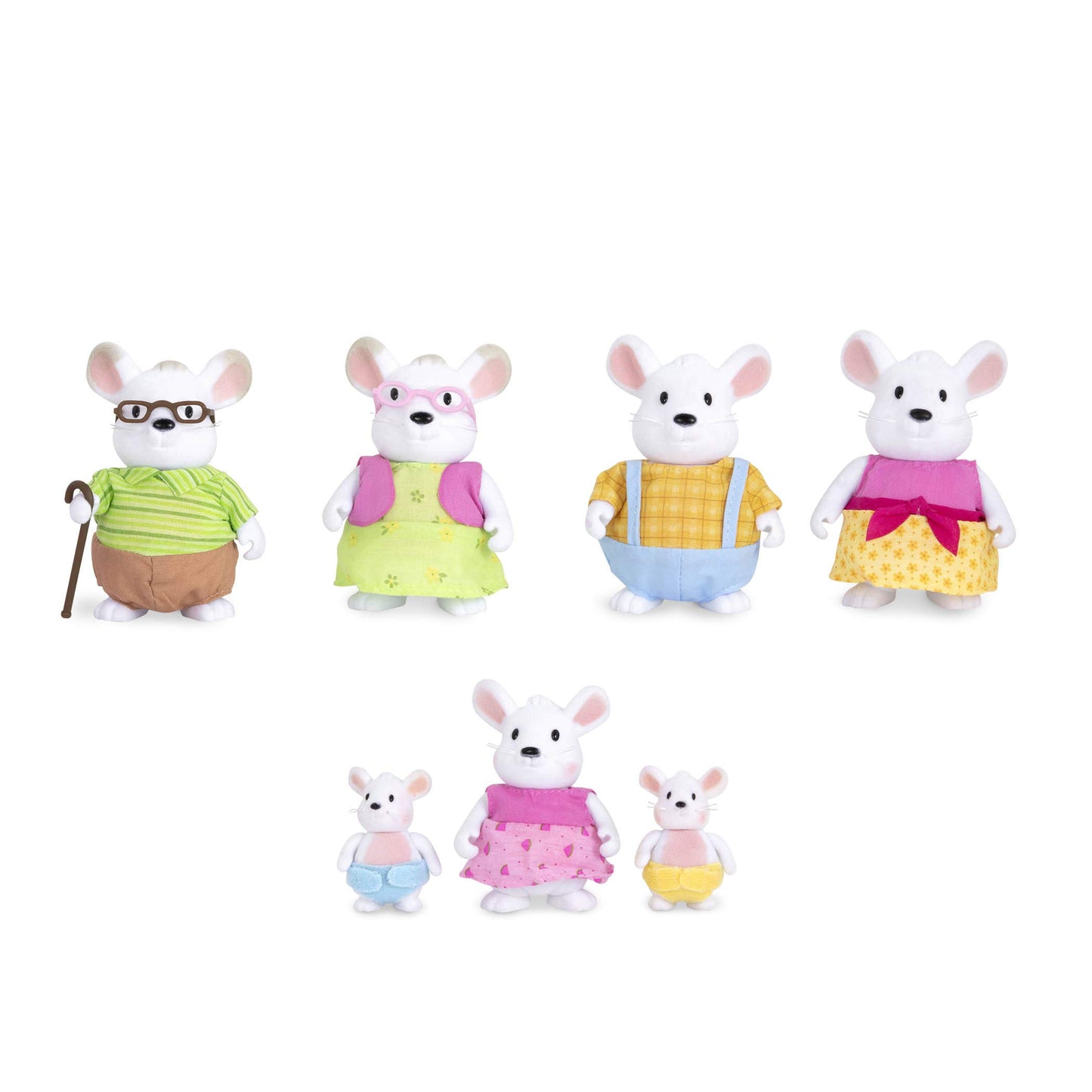 Li'L Woodzeez - The Buster Bear Family - Set Of 7 Collectible Posable Bear Figures - Pretend Play Doll Figures - 3+ Years - Enco