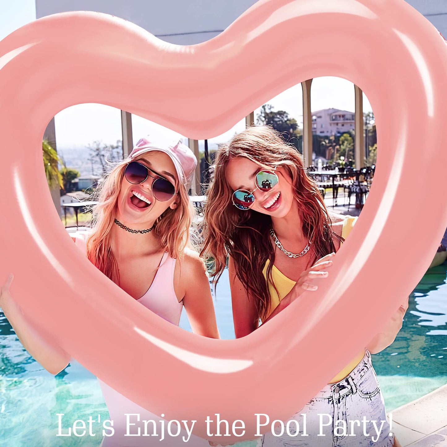 HeySplash Pool Floats  mature-themed Size Heart Inflatable Pool Floatie for Bachelorette Party  Swim Tube Rings  River Lake Beach Floaty  Wedding Bride Valentine Decor  Fun Toy Raft Lounge for Kids  Rose Gold