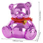 SOBEIT 7.36inch Bear Piggy Bank | Cute Bear Coin Bank | Shiny Plating Craftsmanship | Meticulous Details | Ceramic Bear Money Bank for Kids Girls Boys mature-themed(Rose Red/6.88 L x 5.62 W x 7.36 H)