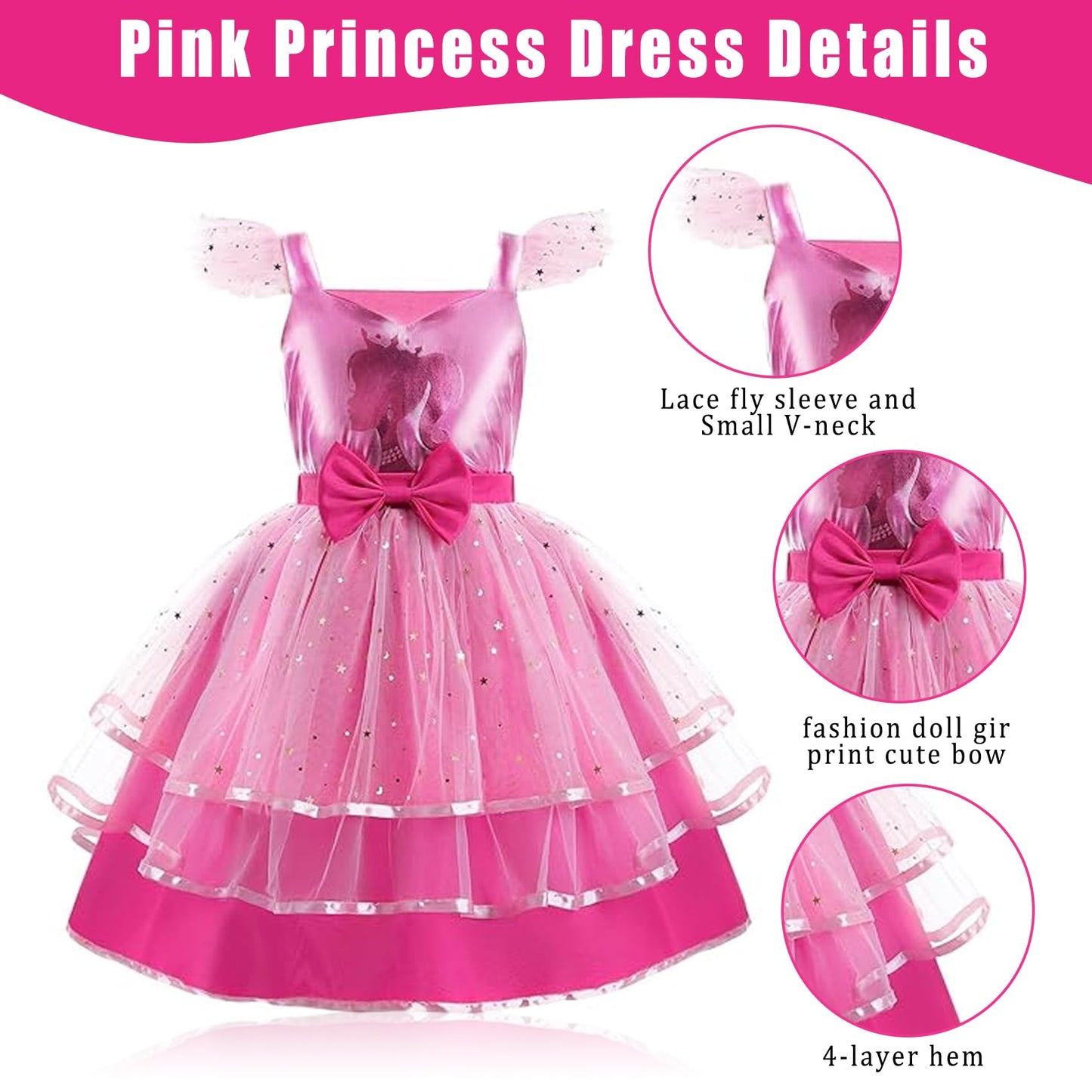 Wyb Girls Costume Dress Halloween Cosplay Dress Dress Up For 4-10 Years Kids Outfits (4-5Y)