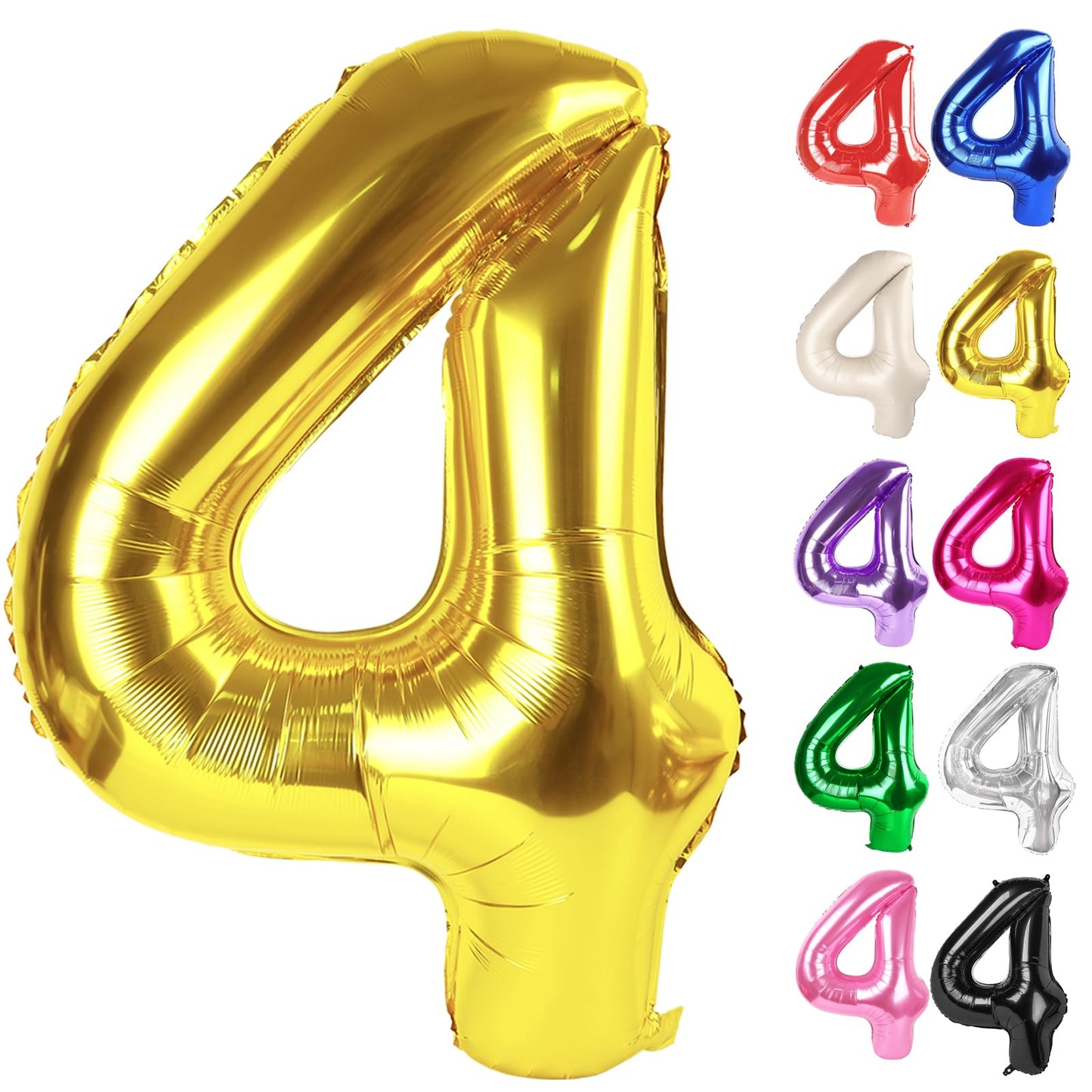 Gold Number 4 Balloon 40 Inch, 4 Balloon Number, 4Th Birthday Decorations, Gold Party Supplies For Boys Girls