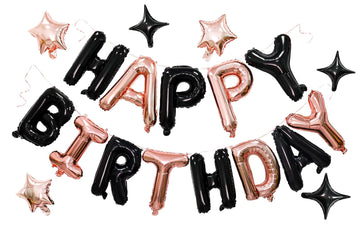 Happy Birthday Balloons Banner, 3D Mylar Foil Letter Birthday Balloons With 6Pcs Star Balloons, Birthday Party Decorations For K