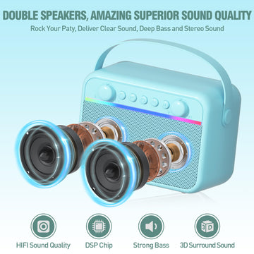 Kids Karaoke Machine Toys, Portable Bluetooth Speaker With Wireless Microphone, Stereo Sound Enhanced Bass, Kids Christmas Birth