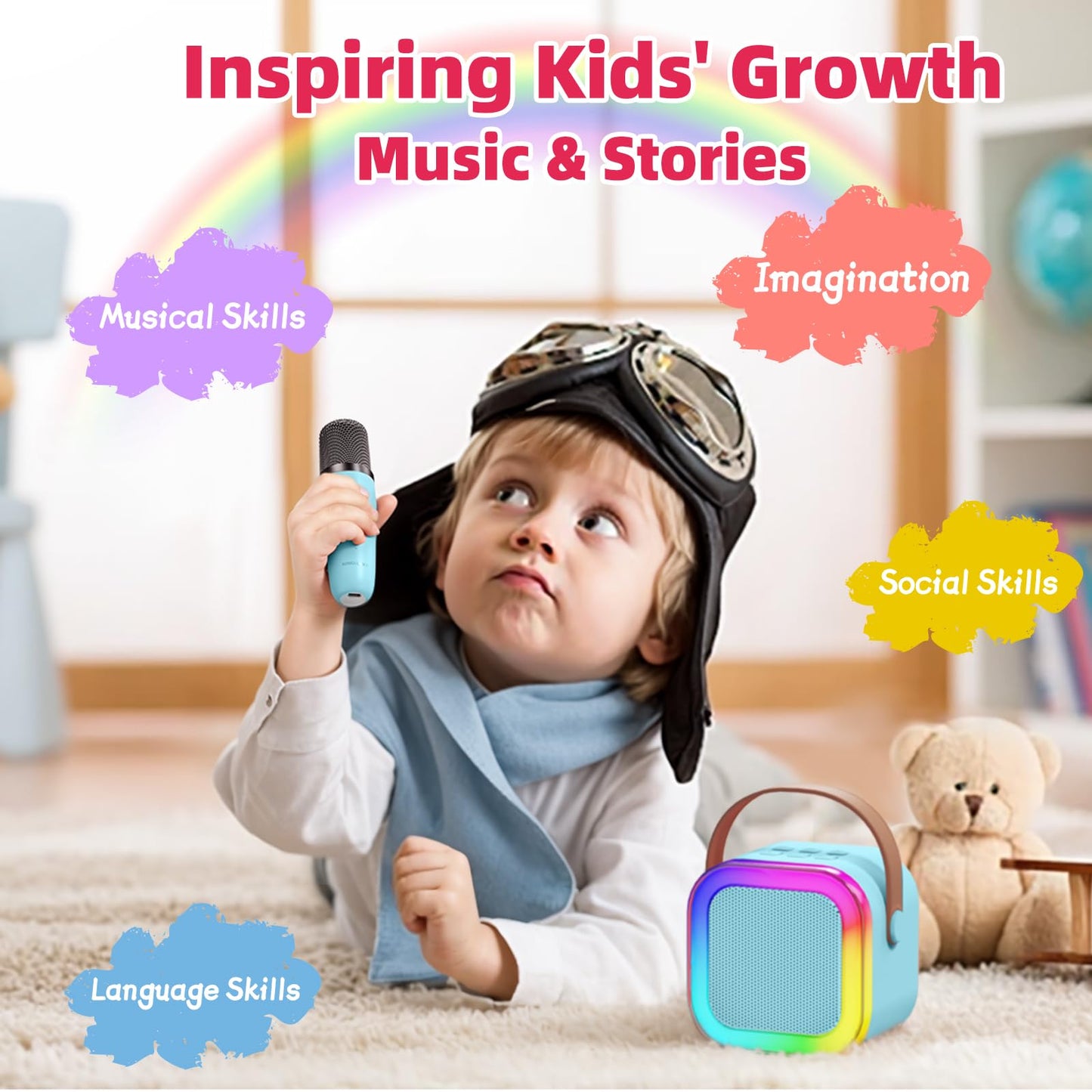Kinglucky Top Mini Karaoke Machine For Kids (With 14M+ Songs) Valentines Birthday Gifts Toys For Girls Ages 3-12+, Portable Mini