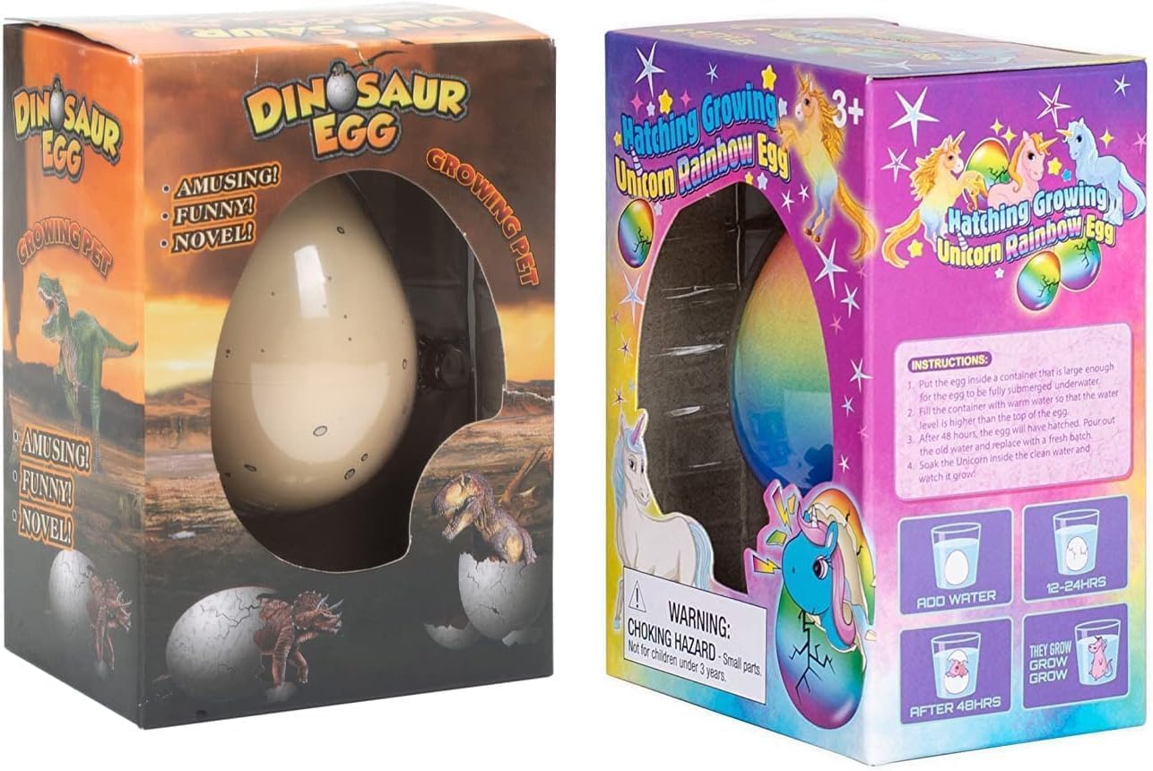 Class Collections Surprise Growing Dinosaur And Unicorn Hatch Egg Kids Novelty Toy - 4 Piece Set