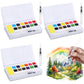 Marspark 3 Pcs Travel Watercolor Paint Set Portable Water Color Paint Kit with Water Brush Pocket Field Sketch Art Supplies for 