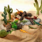 Kukifun 32Pcs Desert Reptiles Animals Figures Toys Resin Diorama Lizard Snake Cactus Trees Rock Playset For Kids Toddlers Cake D