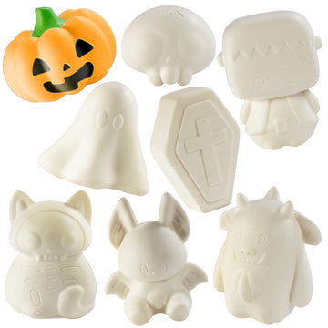Halloween Party Craft Kit Jumbo Squishies (8 Unique Spooky Shapes)-White Kawaii Scented Slow Rise Squishy Toys, Decorating, Scen