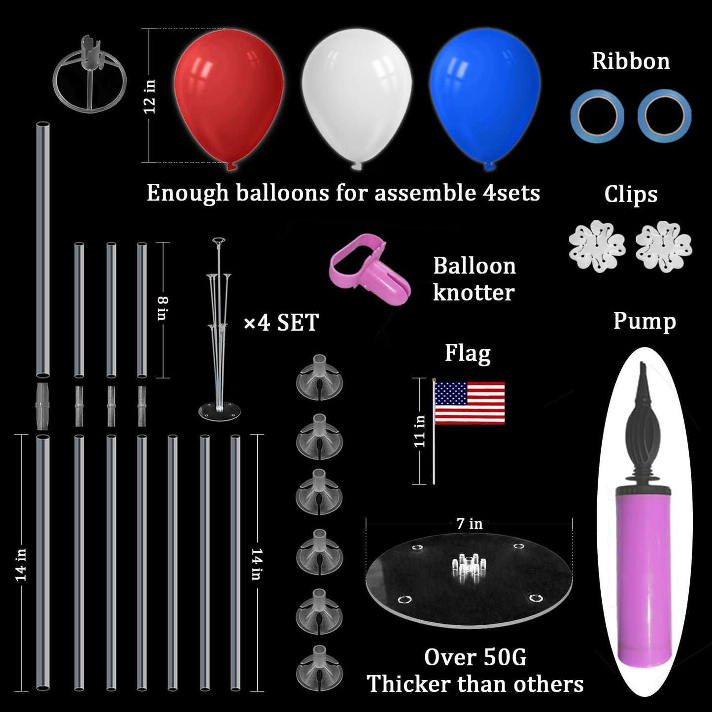 Zjdhpty Red White And Blue Balloon Stand Centerpiece Table Decorations For 4Th Of July Father'S Day Graduation Birthday Party De