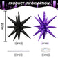 6PCS Star Balloons, 22Inch Large Black Purple Star Balloon Explosion Foil Balloons Cone Spike Balloon for Birthday Graduation We