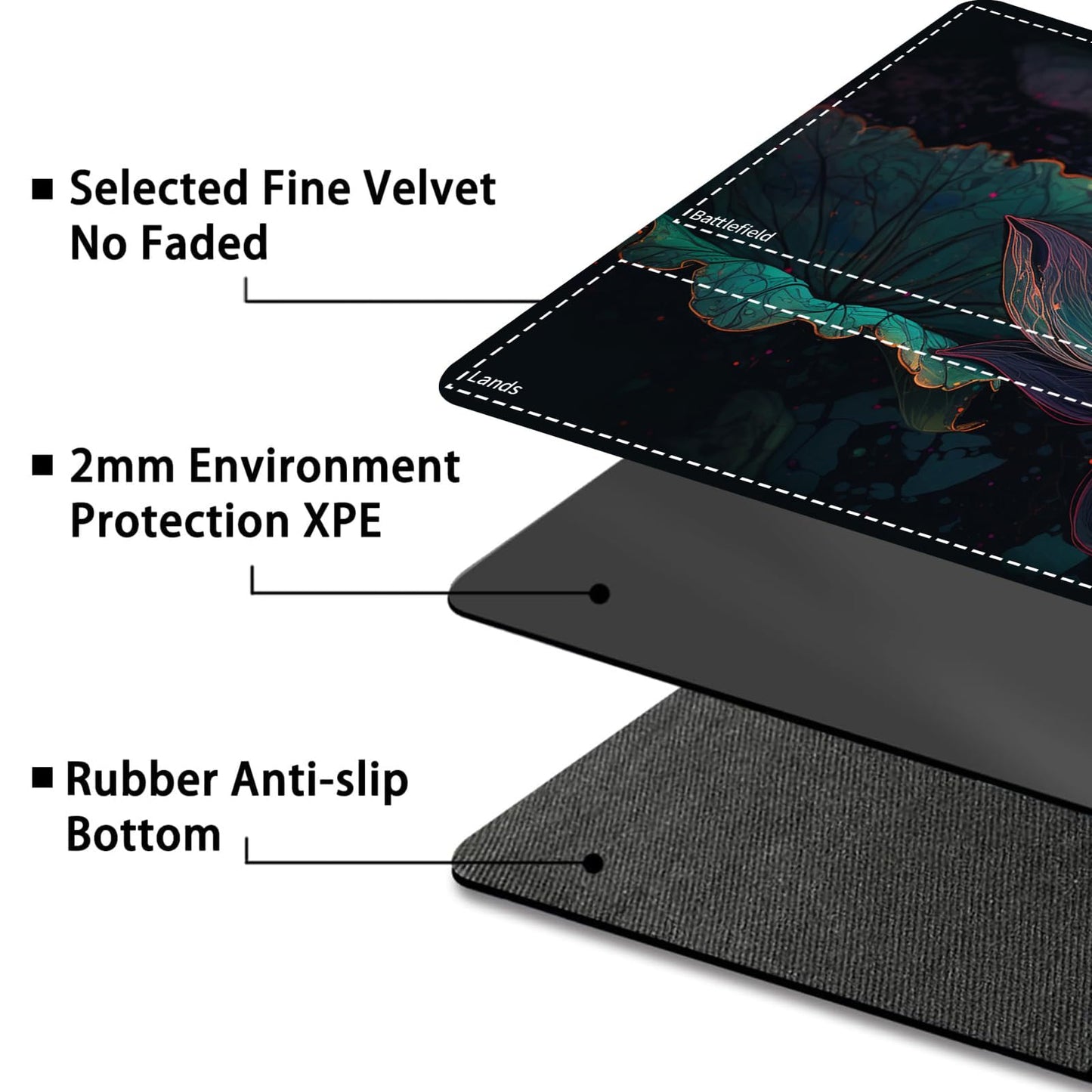 for MTG Card Playmat with Zone Game Play Mat for MTG TCG 24 x 14 inches Non-Slip Play Mat for Commander Board RPG CCG Game TCG Other Card Games/Mouse Pad-Light Pink Lotus