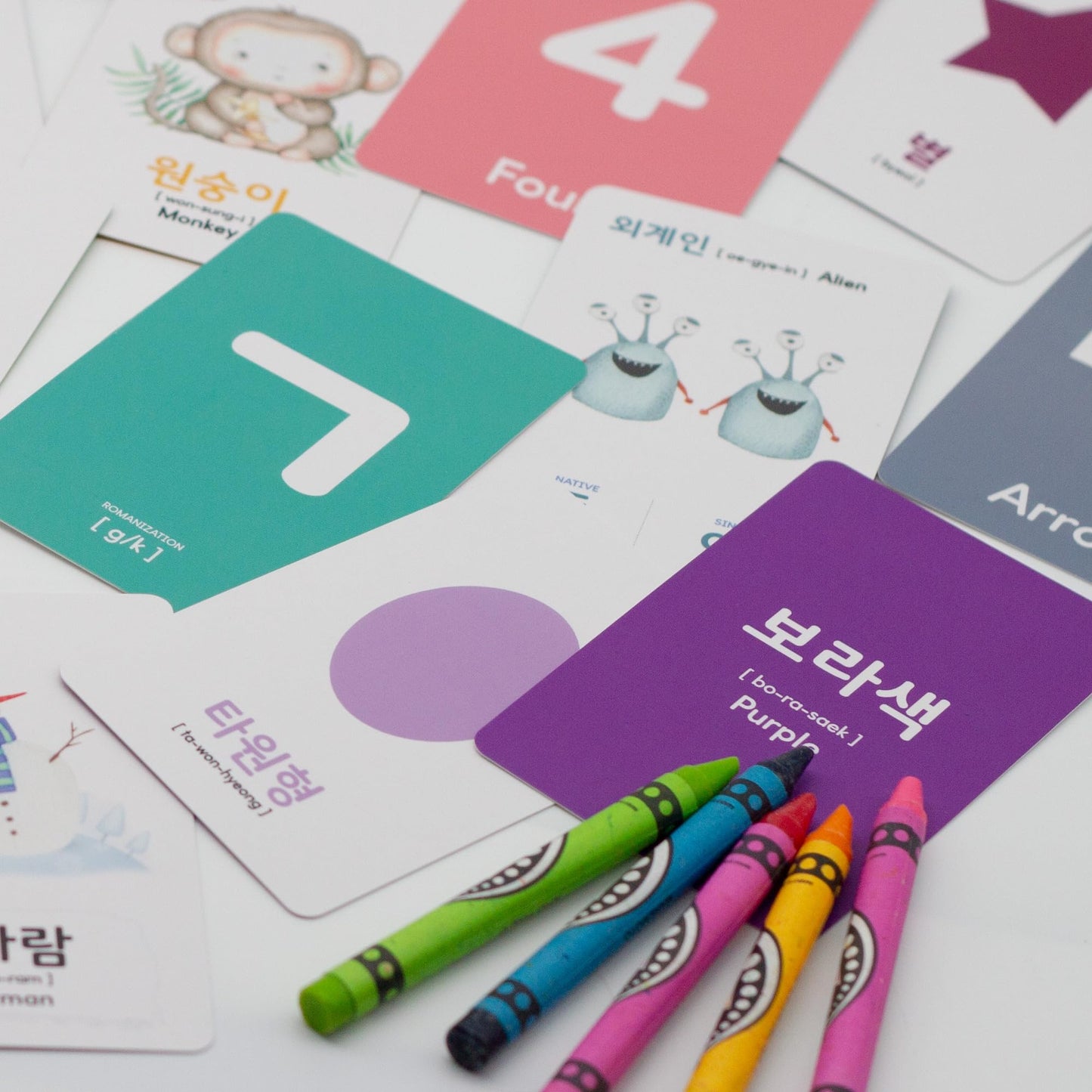 Stellarsol Toddler Korean Flashcards - Hangul, Colors, Numbers, Shapes - 2.5x4.1" for Preschoolers & Bilingual Beginners