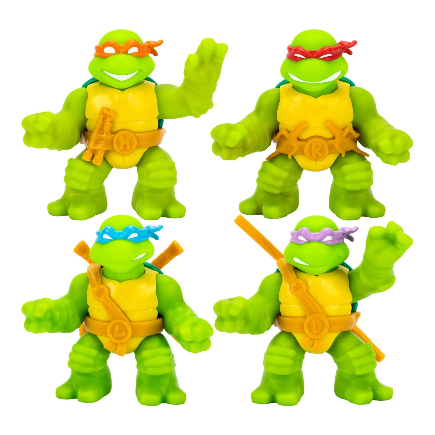 Heroes of Goo Jit Zu Super Oozy Toy Figures 4 Pack - Classic TMNT Donatello, Michelangelo, Leonardo & Raphael - Multicolor, Small, Model 42692