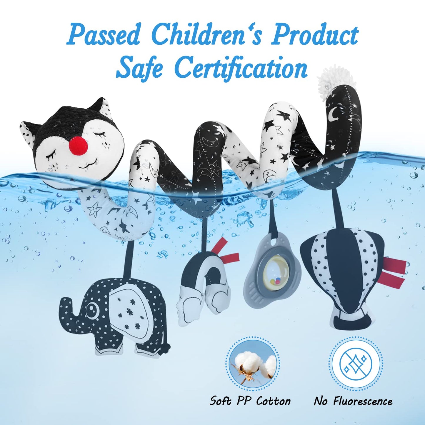 Car Seat Toys For Babies 0-6 Months, Black And White Spiral Carseat Toys For Infant 0-3 Months, High Contrast Baby Toys For 3-6