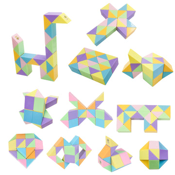 1Pc Snake Fidget Toy Cube Twist Puzzle 24 Wedges, Large Size Macaron Magic Snake Toy Brain Teaser Stocking Stuffers Party Favors