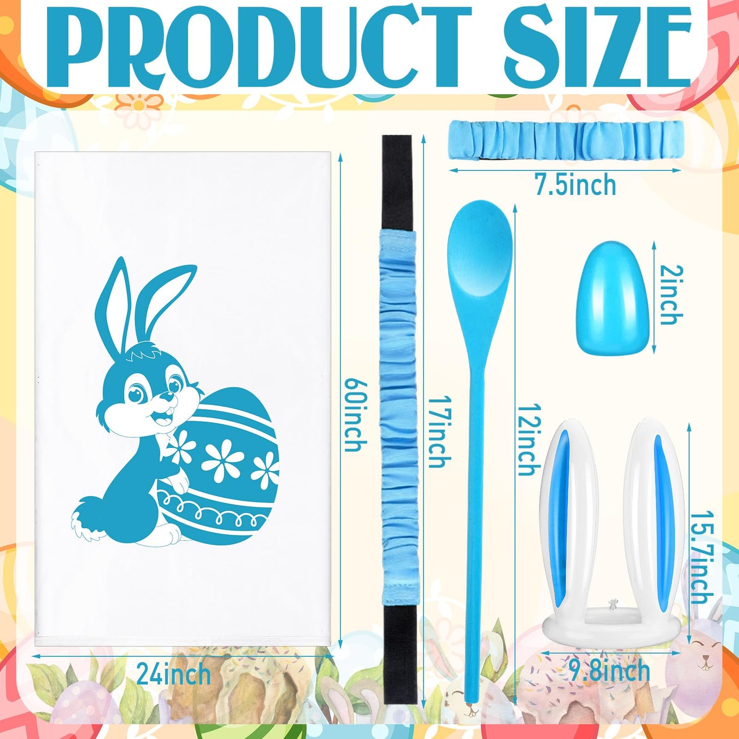 JellyArch 34 Pcs Easter Outdoor Toss Party Games Includes Potato Sack Race Jumping Bags Egg Spoon Race Inflatable Bunny Ring Tos