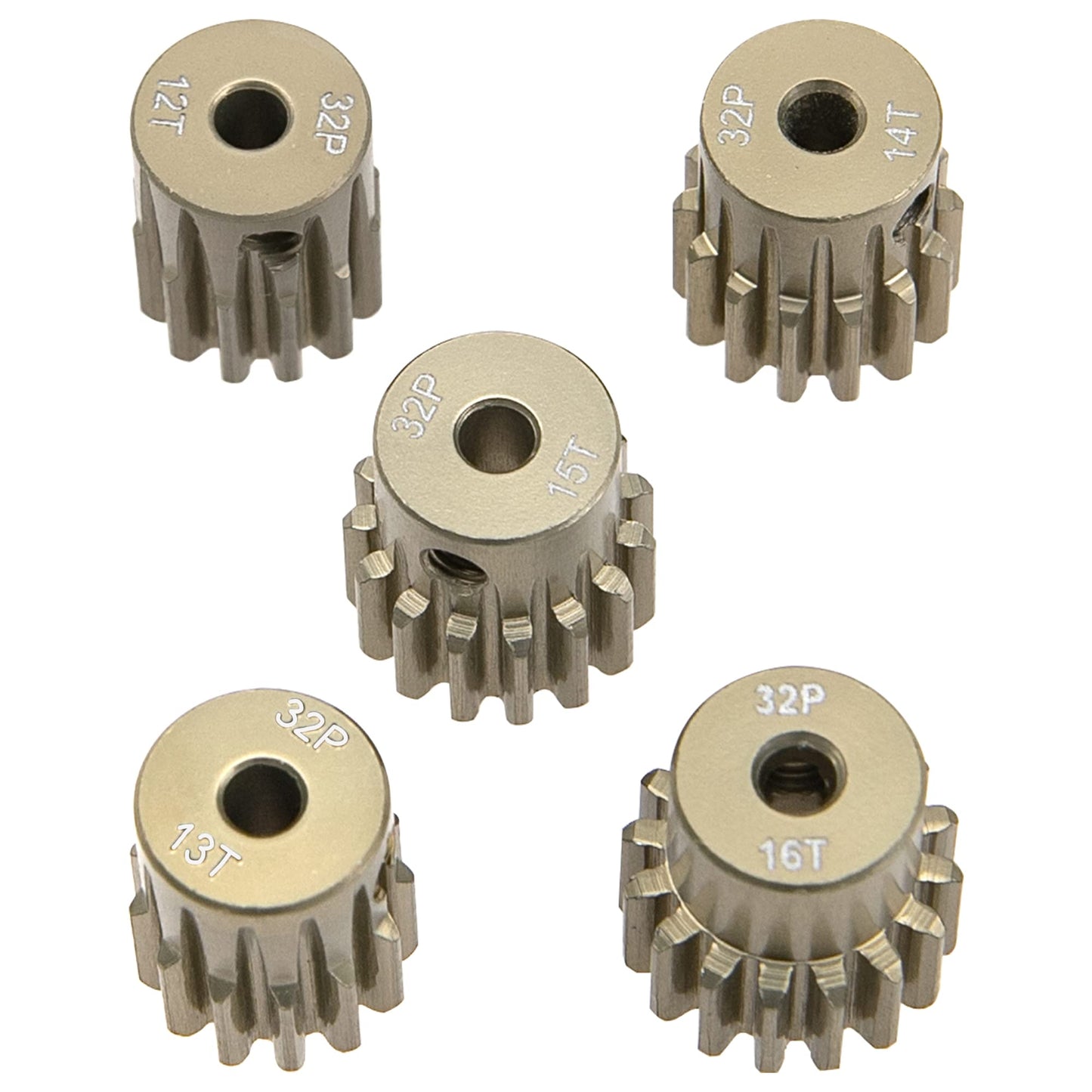 Sharegoo 7075 Aluminum Alloy 32Dp 3.175Mm Pinion Gear Sets 12T 13T 14T 15T 16T Motor Gears Fit 3.175Mm (1/8-Inch) Shaft Compatib