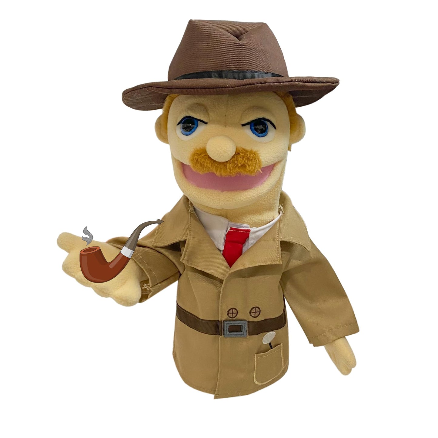 Okegztoa 16'' Puppets Entriloquist Puppet,Hand Puppets For Kids Plush Detective Puppets For Adults With Removable Mouth Puppet F