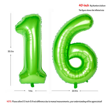 Number Balloons 40 Inch Green Birthday Party Decorations 16St Digital Jumbo Helium Foil Mylar Balloon