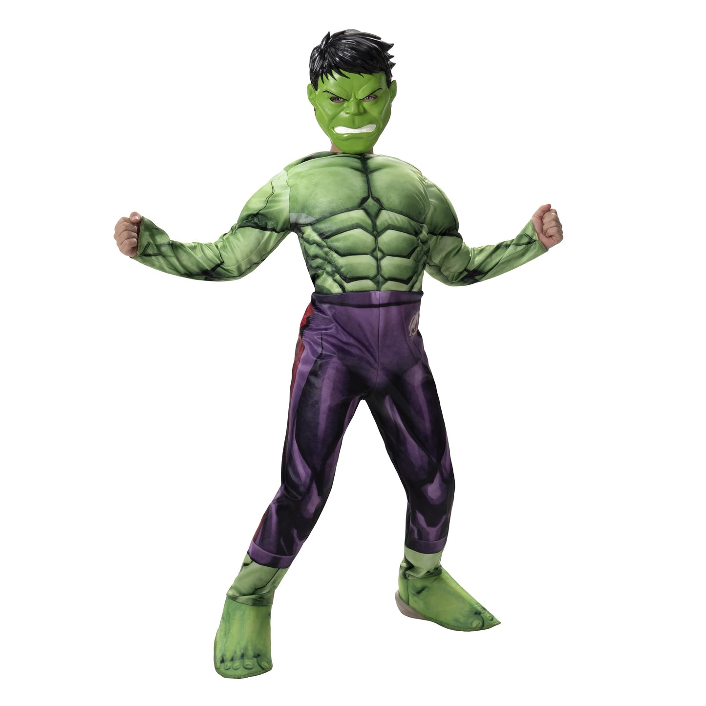 Marvel Hulk Official Youth Halloween Costume - Premium Quality Padded Jumpsuit With Plastic Mask (M) Green