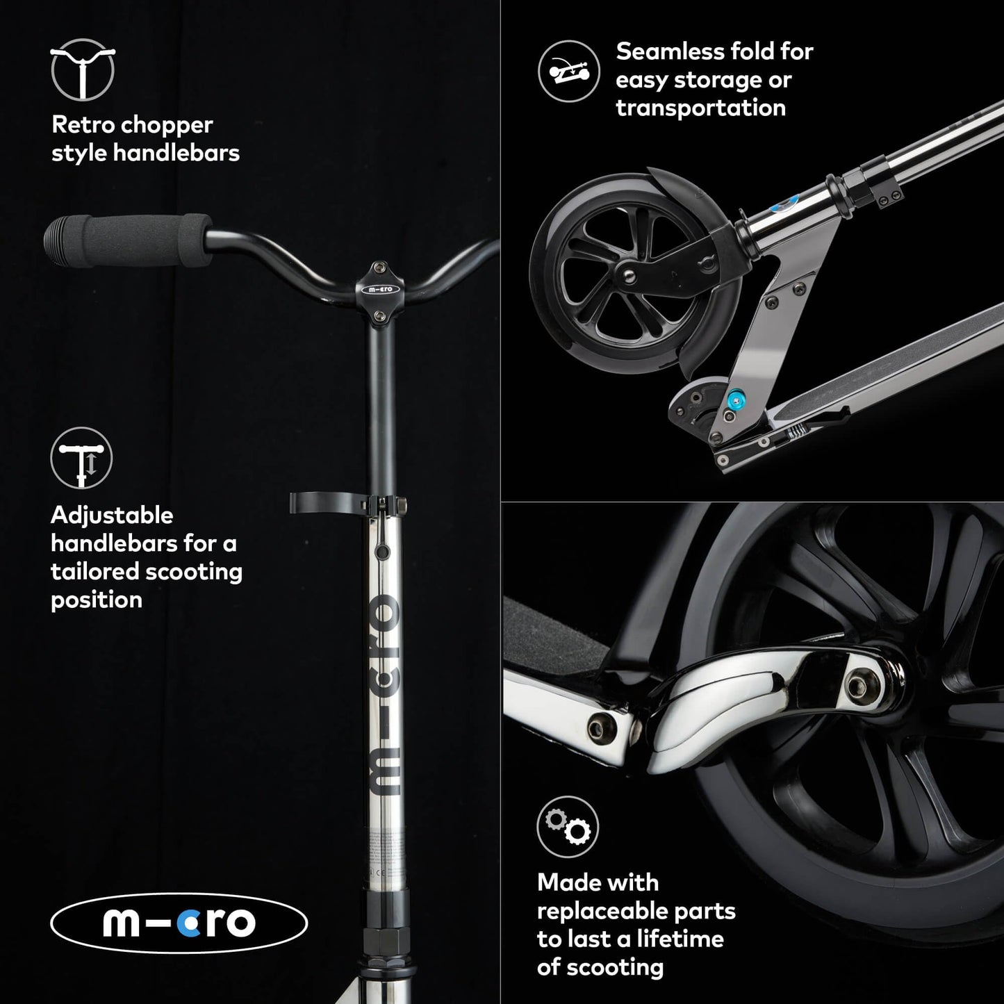 Micro Scooters | Micro Classic mature-themed Scooter | Big Wheels | City Commuting | Foldable | Rainbow Neochrome
