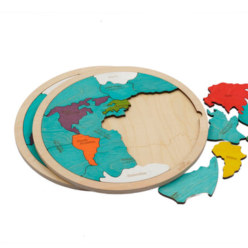 7 Continents & 5 Oceans Of The Earth Wooden Jigsaw Puzzle For Kids | 21 Puzzle Pieces | Learning & Educational Toy Gift For Boys & Girls Ages 3 Years And Above