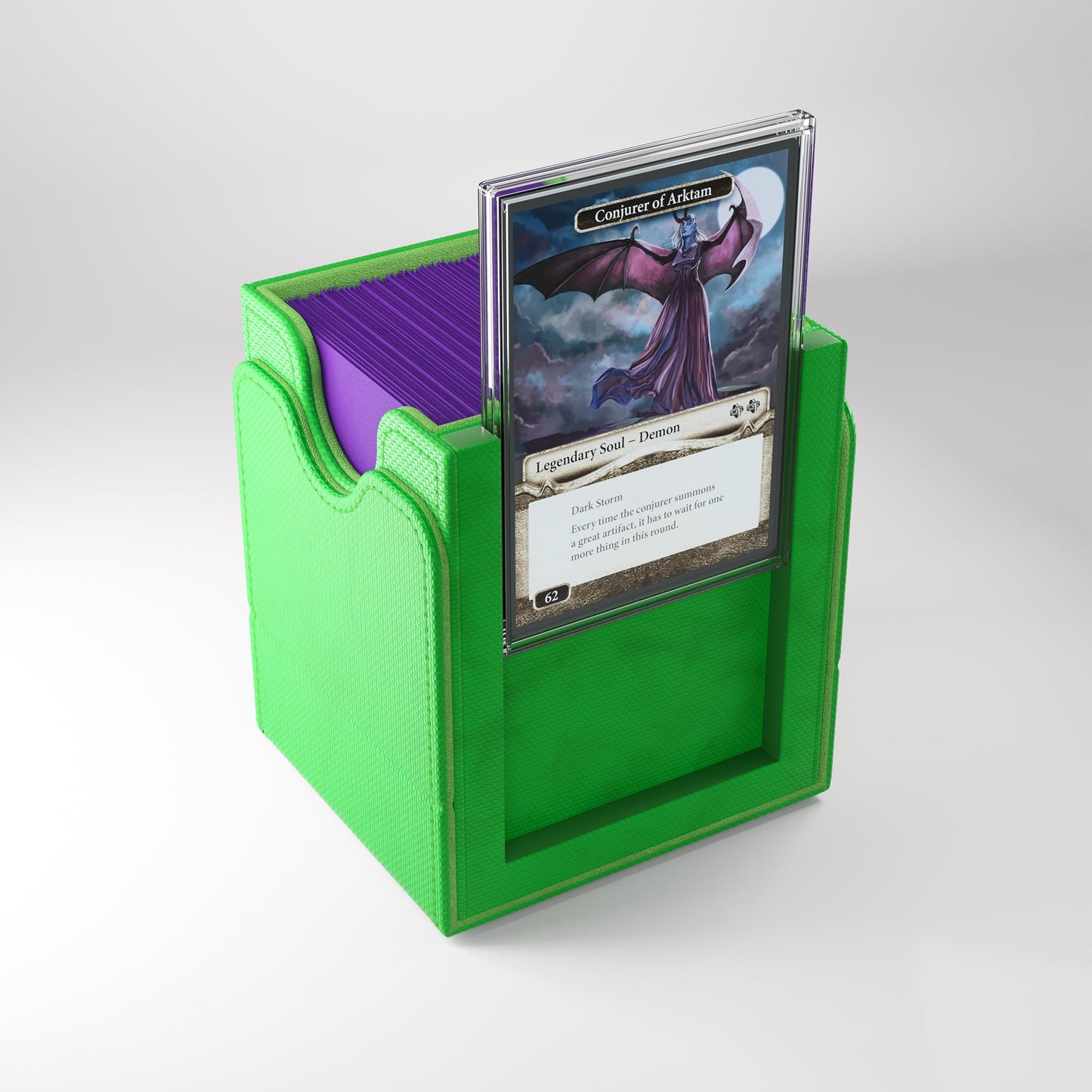 Gamegenic Squire Plus 100+ XL Convertible Deck Box - Holds 100 Double-Sleeved Cards! enhanced Commander Card Case  Detachable Slide Card Case  protective coveringfyber Surface  Green Color  Made by Gamegenic